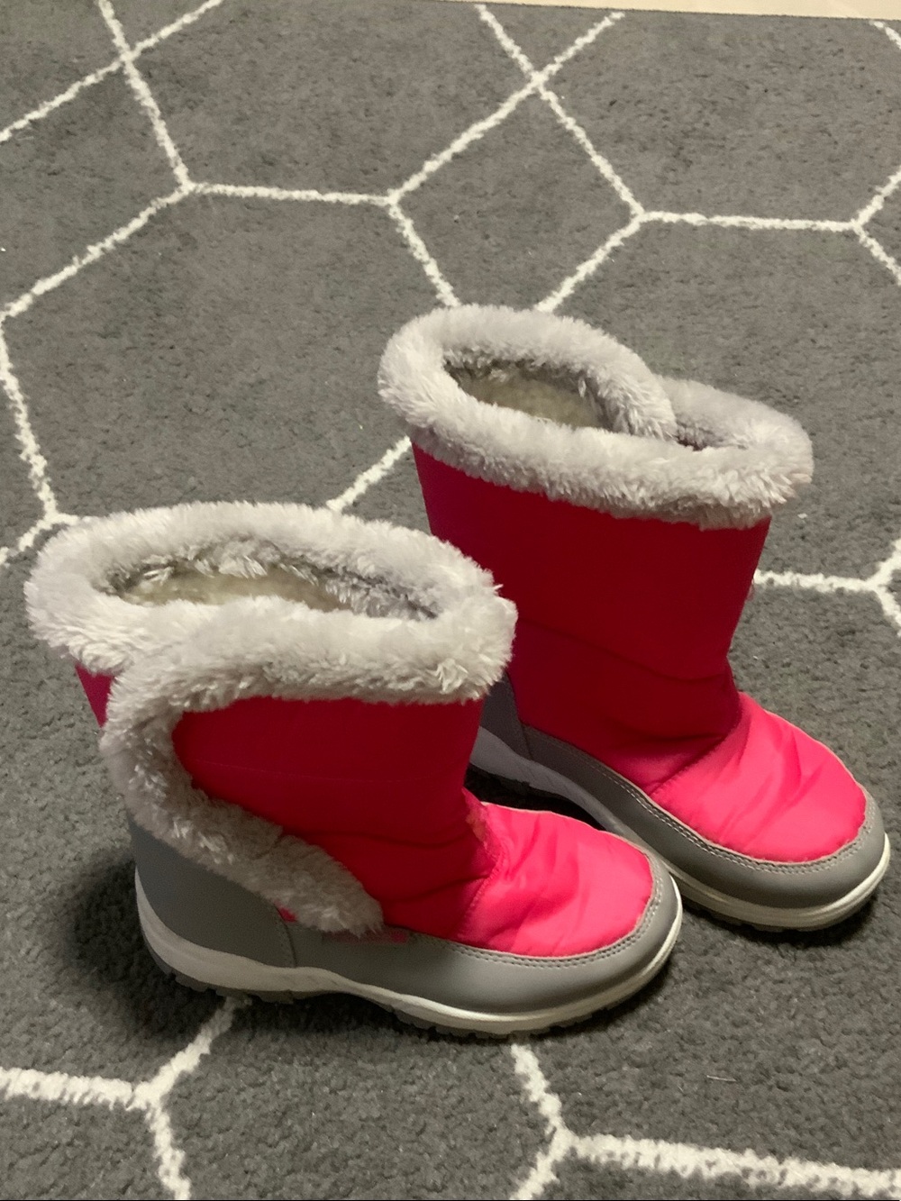 Girls Pink Faux-Fur Lined Snow Boots
